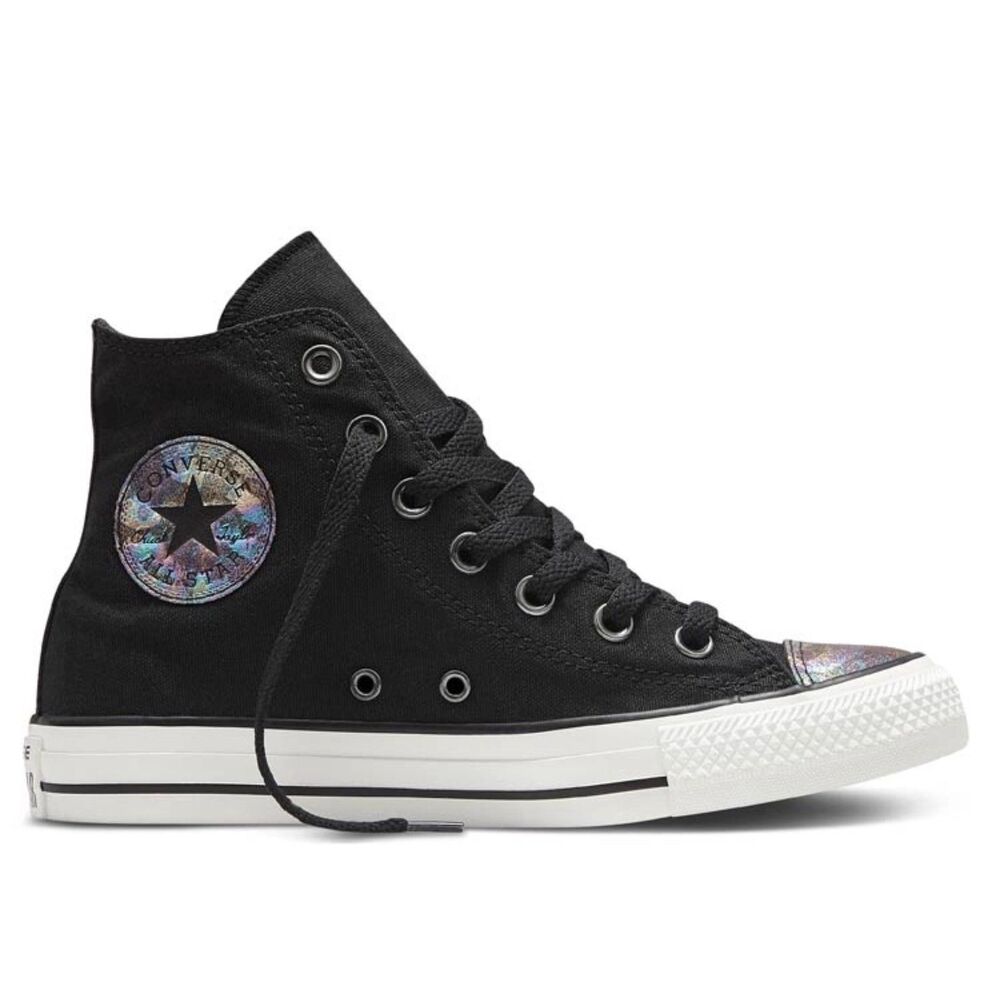 Women's Converse Chuck Taylor All Star High Tops in Black & Iridescent Oil Spill